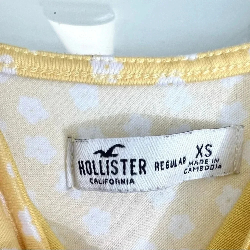 Hollister Yellow Cinched Floral Side Slit Midi Sun Dress Summer Spring Size XS - Picture 15 of 15
